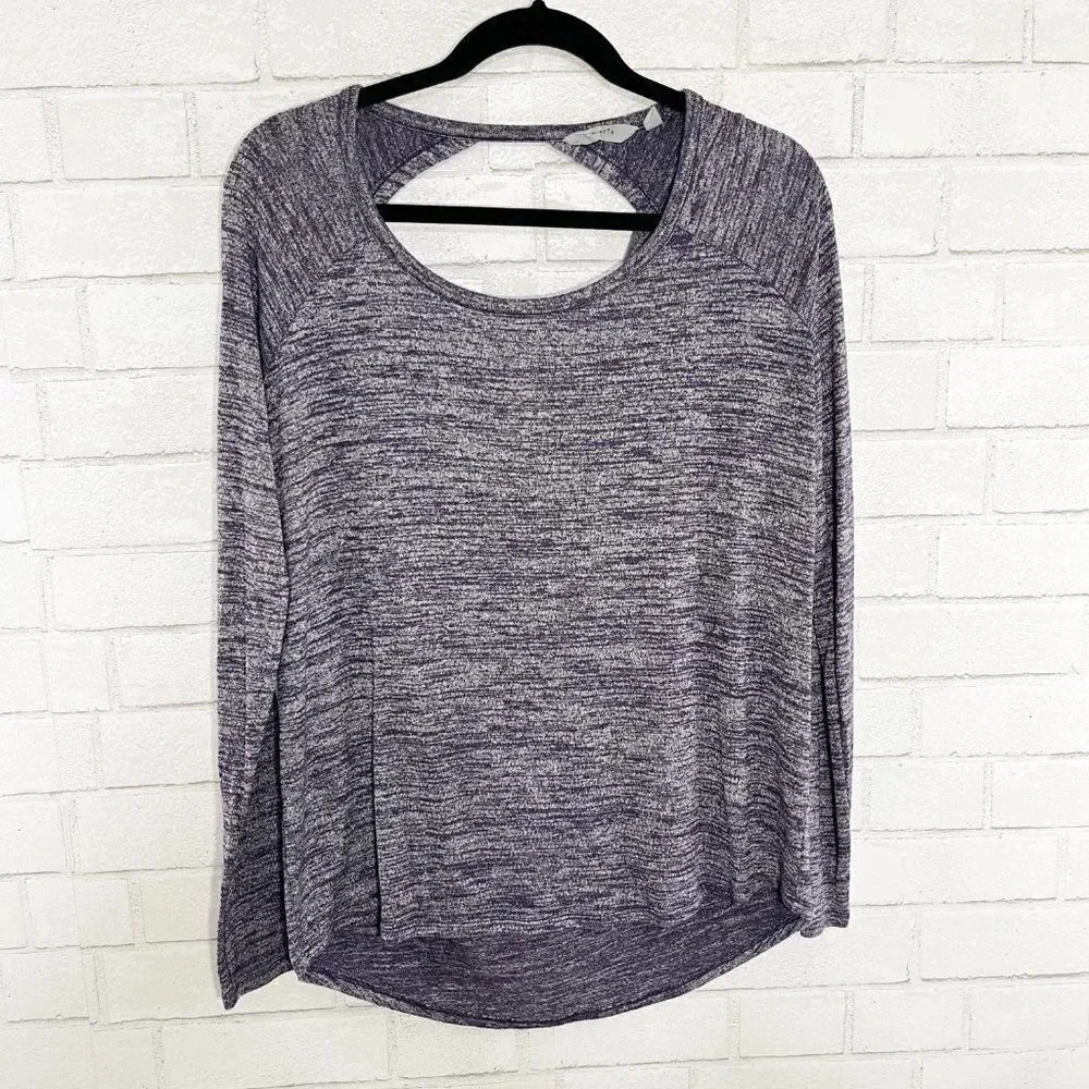 Athleta Purple Space Dye Open Back Long Sleeved Shirt Women's Size Small